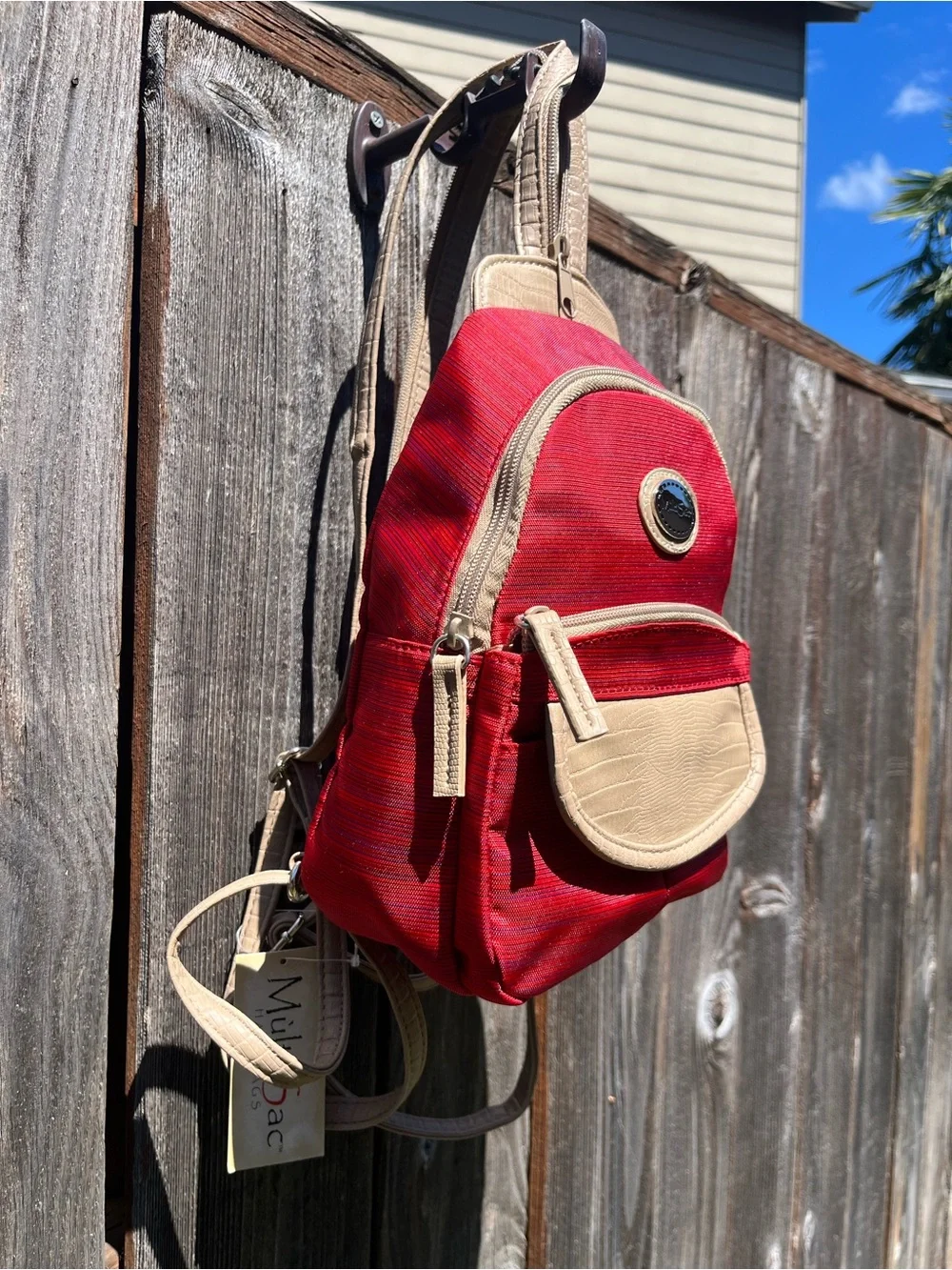 Multisac small orange canvas backpack purse